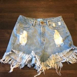 High waisted cut off jean shorts